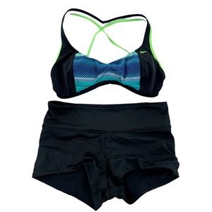 Nike swim sports top size medium. Black/blue/neon